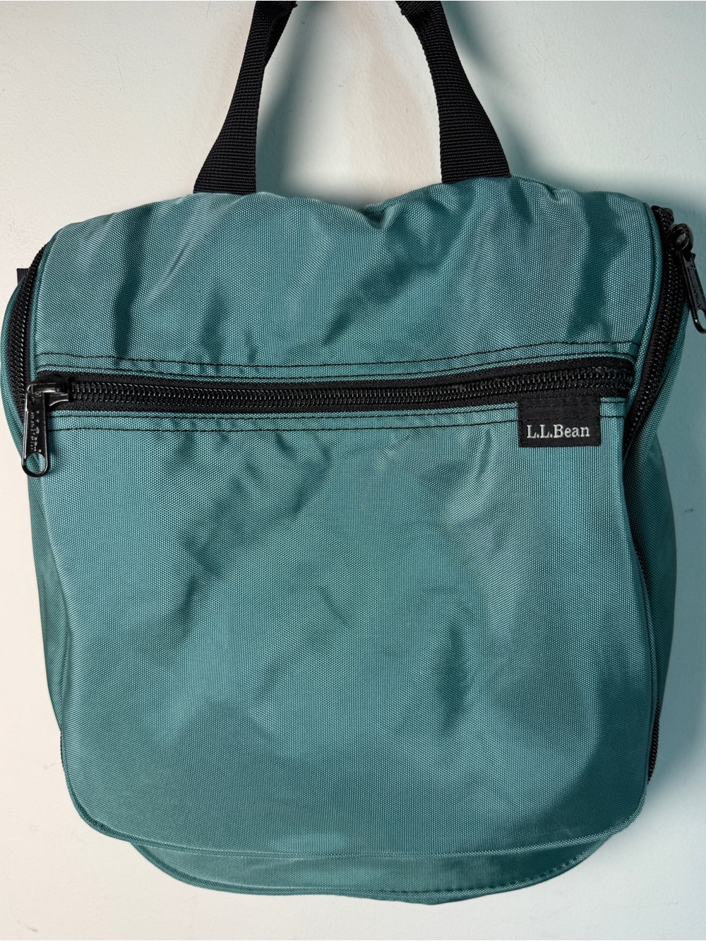 L.L.Bean Hanging Toiletry Bag Travel Organizer Teal Nylon Dopp Kit Sz OS